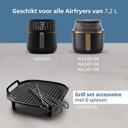 Philips Grill Set Airfryer Accessoire - HD9959/00 - Geschikt voor Philips - Grillplaat met 6 spiesen — thumbnail 5