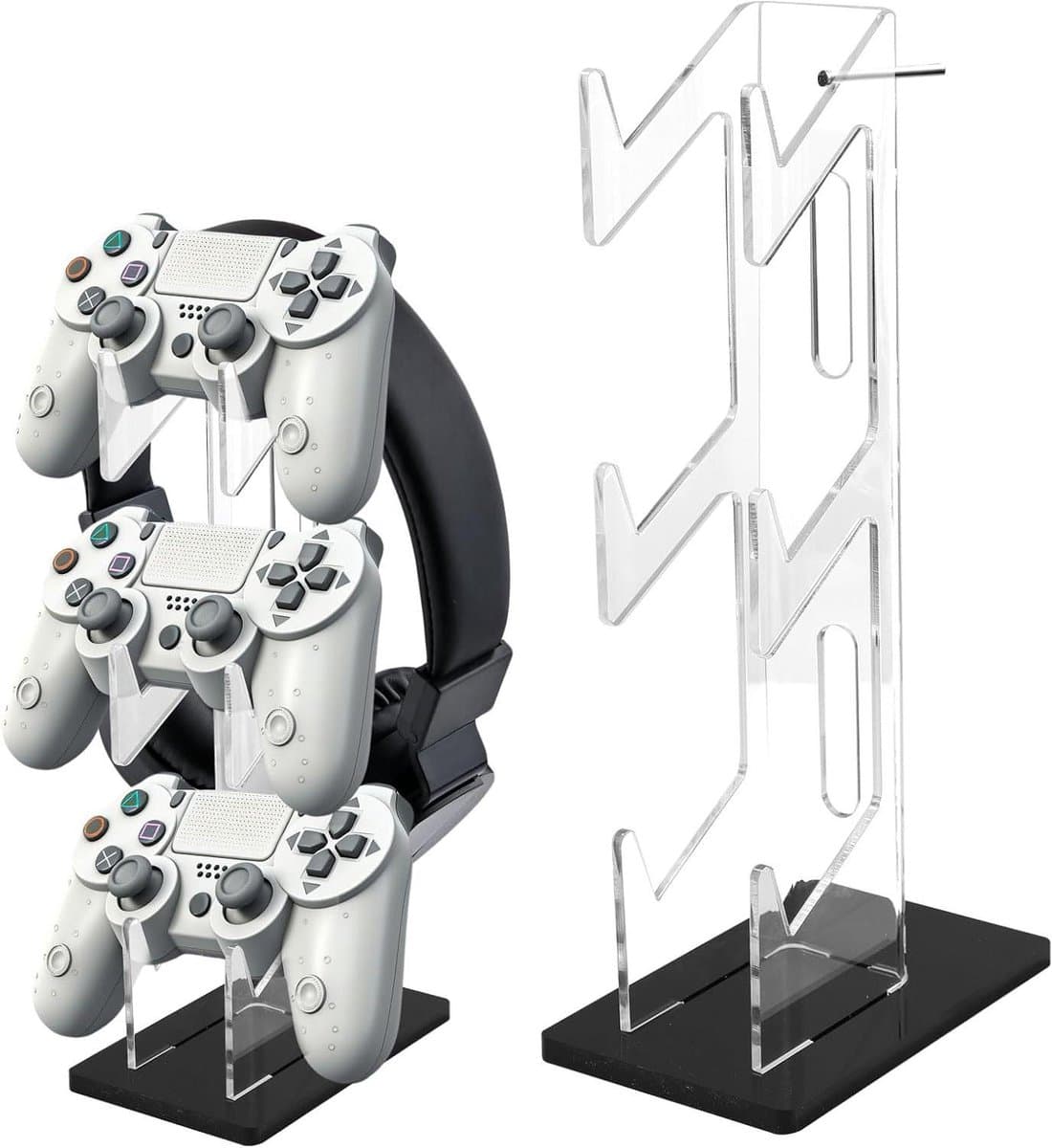 Allecto Plus - Acryl Hoofdtelefoonstandaard 3 Tier Gaming Controller Houder - Xbox ONE PS5 PS4 Switch - Game Gear Organizer - Headset Stand - Accessoires - 2 Stuks — afbeelding 1