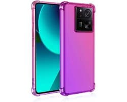 Allecto Plus - Transparante Soft TPU Hoesje voor Xiaomi Mi 13T - Schokabsorberende Beschermhoes (Roze/Paars) met Versterkte Hoeken