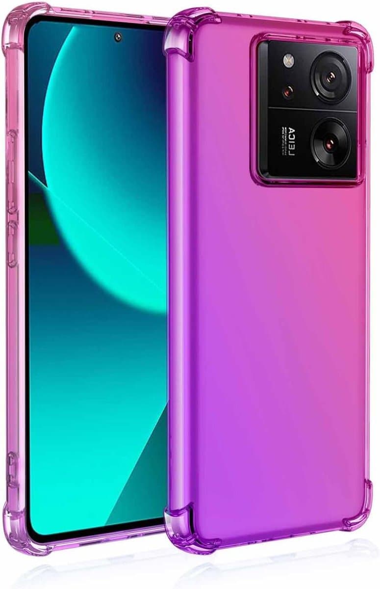 Allecto Plus - Transparante Soft TPU Hoesje voor Xiaomi Mi 13T - Schokabsorberende Beschermhoes (Roze/Paars) met Versterkte Hoeken — afbeelding 1