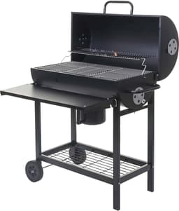 Barbecuetrolley MCW-F70, houtskool barbecue staander barbecue tuinbarbecue met dekselplateau, staal 103x93x70cm zwart — thumbnail 1