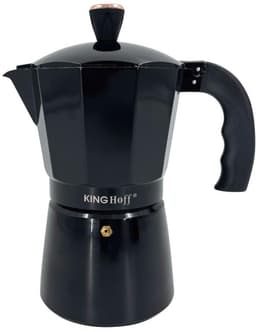 Kinghoff Aluminium Espressokoffiezetapparaat KH-1883 – 6 Kopjes – Zwart – Geschikt voor Inductie - Percolator - 300ml — thumbnail 1