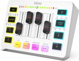 FIFINE - SC3 - Wit - Streaming Deck - DJ Mixer - Gaming Mixer - Podcast / Stream / Gaming - XLR Aansluiting - Line-in - Voice Changer — thumbnail 1