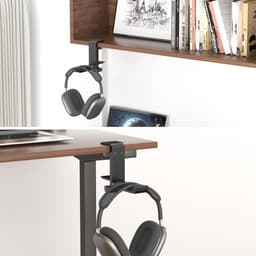 Nieuwe opvouwbare hoofdtelefoonstandaard, aluminium hoofdtelefoonstandaard, ruimtebesparende standaard voor op het bureau, universele gamingheadset, zwart — thumbnail 3