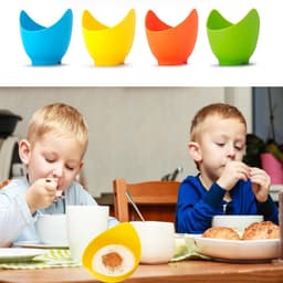 4-pack - Siliconen eierkookbekers - Wordt geleverd met een borstel - Antiaanbak eierkookbekers - Geschikt voor de airfryer - Geschikt voor het koken van eieren in de oven of op het fornuis - BPA-vrij — thumbnail 2