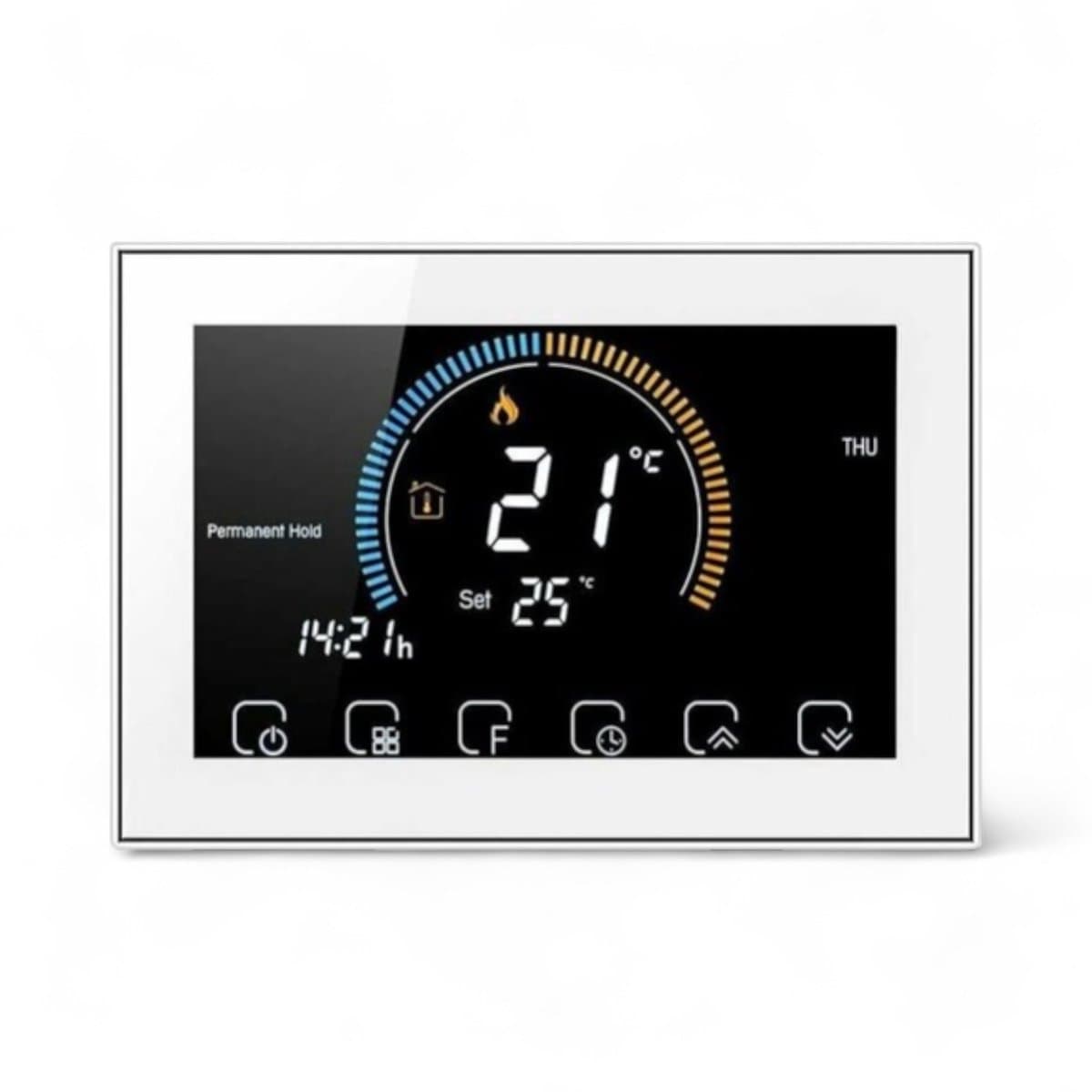 Wifi Thermostaat | Inbouw | Wifi | App bediening | 4 draads installatie | Verwarmen | Programmeerbaar schema | Wit vierkant design — afbeelding 1