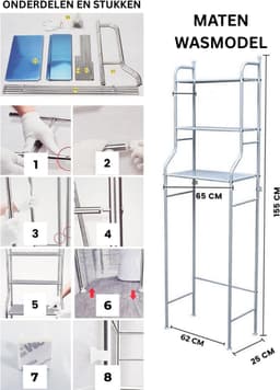 DailySupplies® Wasmachine Kast - Ombouw - Verhoger - Meubel - Zilver — thumbnail 5