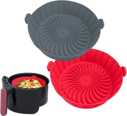 Geschikt voor COSORI/Instant Pot/Chefman/Ninja/Dash/Bella/GoWise/COSMO airfryers 2QT 2.1QT 2.3QT 2.5QT kleine airfryer siliconen voering, 2-pack herbruikbare siliconen mand pot bakplaat — thumbnail 2