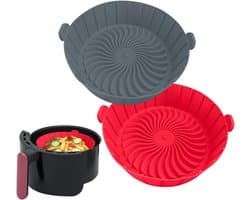 Geschikt voor COSORI/Instant Pot/Chefman/Ninja/Dash/Bella/GoWise/COSMO airfryers 2QT 2.1QT 2.3QT 2.5QT kleine airfryer siliconen voering, 2-pack herbruikbare siliconen mand pot bakplaat — thumbnail 1