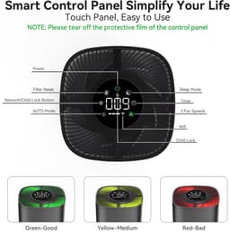 Smart Air Purifier DN-905 - Luchtreiniger met HEPA-filter - Voor Baby & Slaapkamer - Stil (≤ 65 dB) - App & Afstandsbediening - 36 m² Dekking - Zwart — thumbnail 3