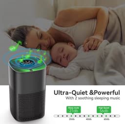 Smart Air Purifier DN-905 - Luchtreiniger met HEPA-filter - Voor Baby & Slaapkamer - Stil (≤ 65 dB) - App & Afstandsbediening - 36 m² Dekking - Zwart — thumbnail 5