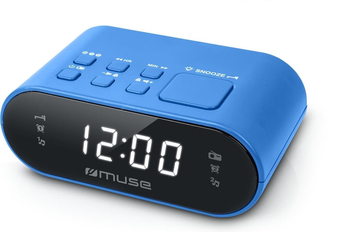 Muse M-10BL - Compacte wekkerradio - voorkeuzezenders - dimbaar display - sleep / snooze - back-up batterij — afbeelding 1