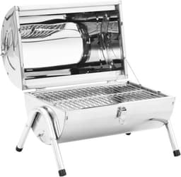 vidaXL Tafelbarbecue houtskool dubbele roosters roestvrij staal — thumbnail 5