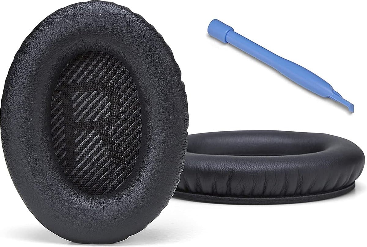 Lederen Set Oorkussens - Geschikt voor Bose Koptelefoon QuietComfort 35 II, QC35II/QC35/QC25/QC2/QC15/Soundtrue/Soundlink Around-Ear II AE2 headphones, Vervangende Kussens Voor Hoofdtelefoon - 1 Paar — afbeelding 1