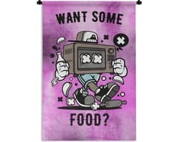 Wandkleed - Wanddoek - Televisie - Paars - Vintage - 60x90 cm - Wandtapijt