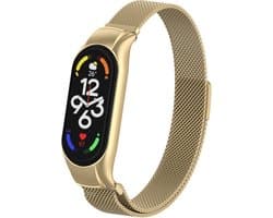 Milanees Smartwatch bandje - Geschikt voor Xiaomi Mi Band 7 Milanese band - retro goud - Strap-it Horlogeband / Polsband / Armband