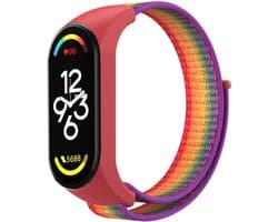 Nylon Smartwatch bandje - Geschikt voor Xiaomi Mi Band 7 nylon bandje - regenboog - Strap-it Horlogeband / Polsband / Armband