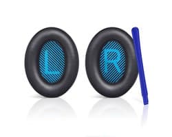 Set Oorkussens voor Bose Koptelefoon met installatie gereedschap - Zwart Blauw - QuietComfort 35 - QC35II - QC35 - QC25 - QC15 - QC2 - Soundtrue - Soundlink Around-Ear II AE2