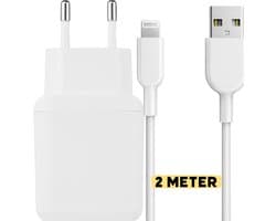12W USB Oplader Set met geschikt voor iPhone Oplaadkabel - 2 Meter - Voor 7, 8, SE, X, 11, tablet 5e, 6e, 7e generatie