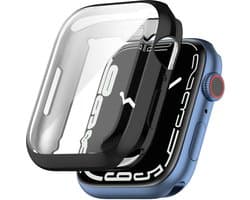 Strap-it TPU hoesje voor bescherming - Geschikt voor Apple Watch 45mm - Hoesje geschikt voor Apple Watch Series 7 / 8 / 9 Case - Zwart - iWatch cover voor maat 45mm