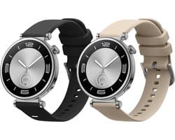 kwmobile 2x horlogebandjes geschikt voor Huawei Watch GT5 41mm / GT5 Pro 42mm / Watch GT4 41mm bandje - Smartwatch bandjes van TPU - Activity tracker horloge band in zwart / beige