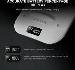 BOBOVR BD3 Drievoudige oplader voor B100-batterijen - 30W snelladen per slot, digitaal display, desktopontwerp, laadt 3 batterijen tegelijkertijd op - VR-accessoires — thumbnail 3