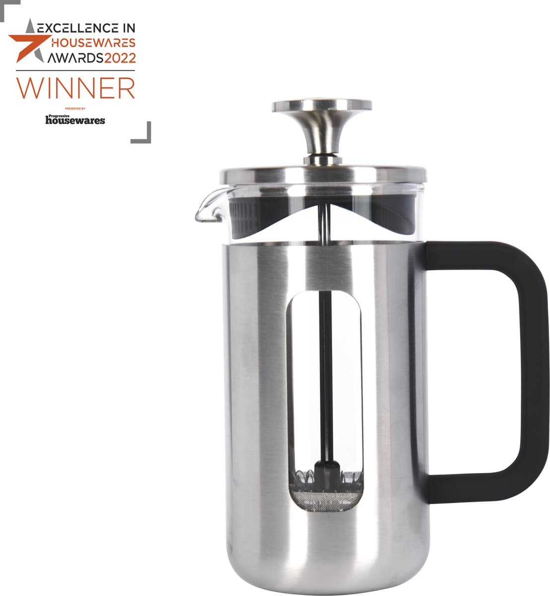La Cafetière Pisa koffiezetapparaat van glas met roestbestendig, geborsteld stalen frame — afbeelding 1