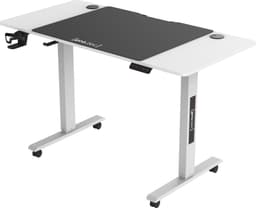 Game bureau Stryn op wielen zit sta elektrisch 120x60x72-117 cm wit en zwart pro.tec — thumbnail 3