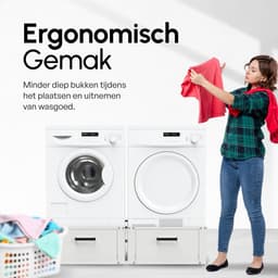 Bodo® - Wasmachine Verhoger - Dubbel - Kast - Ombouw met Lade - Wit - 127x54x31cm — thumbnail 5