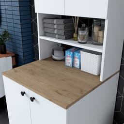 KD102 Wasmachinekast | 100% MELAMINE | Wit, Walnoot - Emob - wasmachinekast_enkel - Wit - Spaanplaat — thumbnail 2