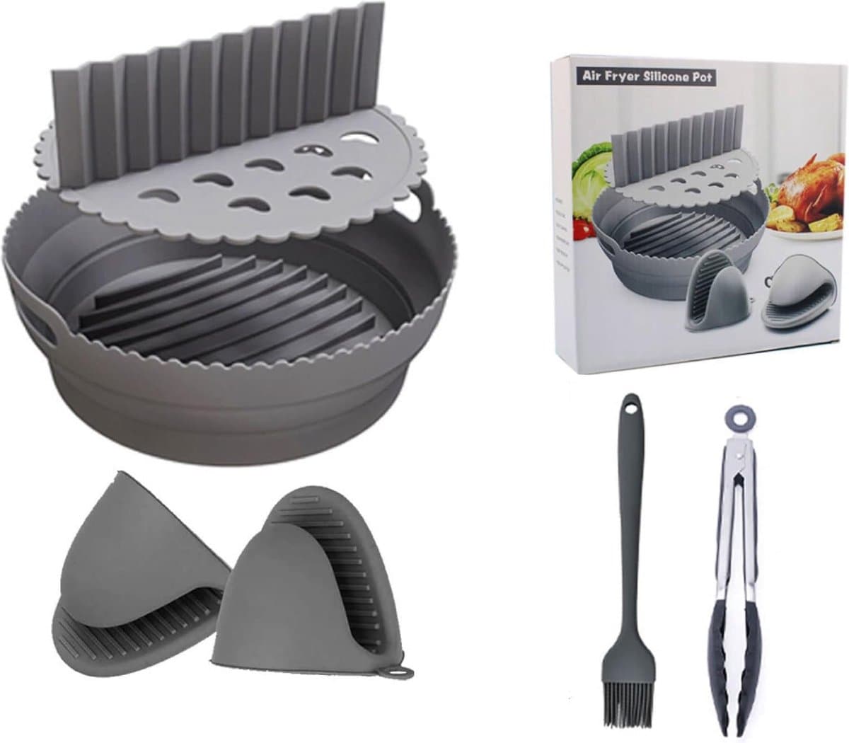 NatuurNook® Airfryer siliconen bakje - Airfryer accessoires - Vaatwasser veilig - BPA-vrij - Grijs — afbeelding 1
