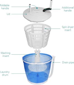 2-in-1 mini wasmachine en centrifuge - Draagbare niet-elektrische wasmachine/droger voor kamperen - Campingwasmachine tot 1 kilo - Handmatige wasmachine - Mini wasmachine — thumbnail 5