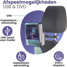 Caliber Draagbare DVD Spelers met Dvd-bracket - 9 Inch Scherm - Dvd speler auto 2 schermen - Werken ook los van elkaar - Oplaadbaar (mpd298-set) — thumbnail 2