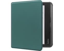 Hoes Geschikt voor Kobo Libra Colour Hoesje Bookcase Cover Book Case Hoes Sleepcover - Donkergroen