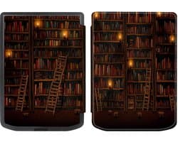 E-Reader Hoes Geschikt voor PocketBook Verse Pro | Book Case met Sleep/Wake Functie | Kunstlederen Beschermhoes | Library Print