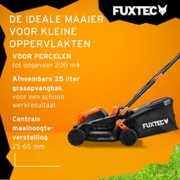 Accu grasmaaier 40V (2X20V) - FUXTEC FX-E1RM20 - breedte 33cm 2 accu's Li-Ion 2Ah, dubbele lader 2,4A, vultrechter 35L — thumbnail 3