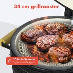 KitchenBrothers Kamado BBQ - 16 Inch Houtskool Barbecue - 34⌀ cm - PFAS-vrij - Deluxe Set - Egg BBQ met Accessoires - Zwart — thumbnail 4
