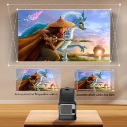1080p Full HD Mini-Beamer met Android TV, Wifi en Bluetooth - Draagbare Korte Afstand Projector voor Thuisbioscoop met 270 Graden Draaifunctie - Zoom Optie voor Mobiele Telefoon — thumbnail 4