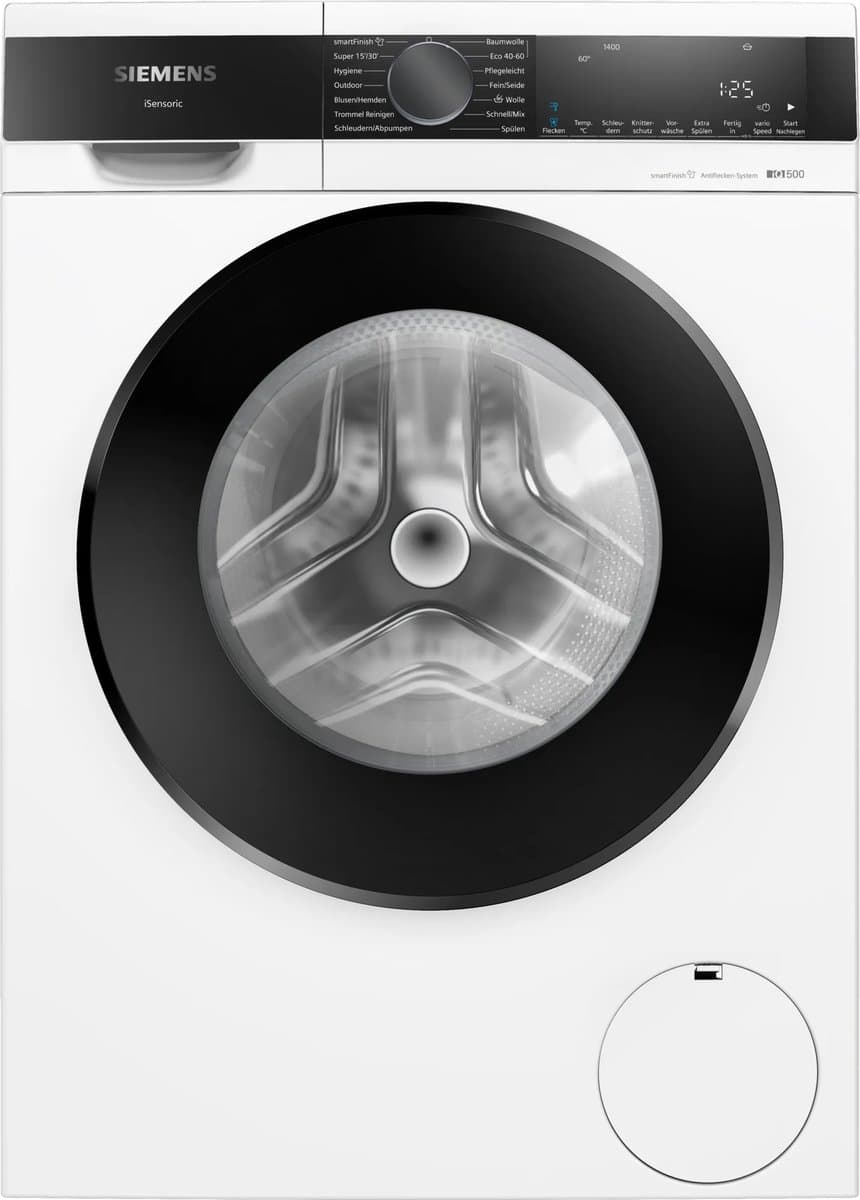 Siemens iQ500 WG44G2Z22 wasmachine Voorlader 9 kg 1351 RPM Zwart, Wit — afbeelding 1