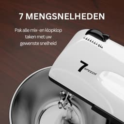 White-Label® Mixer met Mengkom - Keukenmachine - Keukenrobot - Zwart met Wit — thumbnail 4