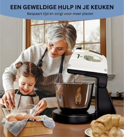 White-Label® Mixer met Mengkom - Keukenmachine - Keukenrobot - Zwart met Wit — thumbnail 5