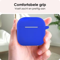 Hoes - Geschikt voor Apple AirPods 4 - Siliconen Hoesje met Clip - Silicone Case Cover - Blauw — thumbnail 4