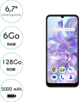 Logicom - Smart Pro - Smartphone - 6GB - Octa Core - 128GB + 256GB - 50 Megapixel - Android 14 - 6,7inch - 4G - Zwart — thumbnail 5