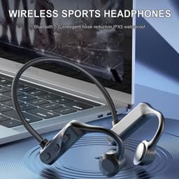 FOXSPORT Bone Conduction Headphone - 5.3 Bluetooth open ear Koptelefoon - Bone Conduction Koptelefoon - IPX5 waterdicht - Sport oordopjes - Draadloos - Zwart — thumbnail 2