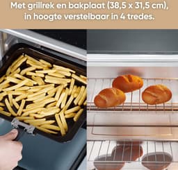 Bak-Toastoven met Convectiefunctie 1800 W Incl. Pizzasteen - Zilver/Zwart - 2058 Wacht Mee — thumbnail 5
