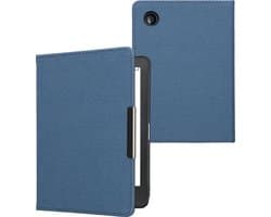 kwmobile e-reader hoesje geschikt voor Kobo Clara BW / Colour hoes - E reader flip case met magneetsluiting - Ereader cover - Denim design in blauw