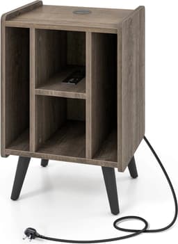 Platenspeler Meubel - LP-kast - Platenspelerkast - Draaitafelstandaard - Platenspelerstandaard - Vintage Displayplank - Bruin — thumbnail 4