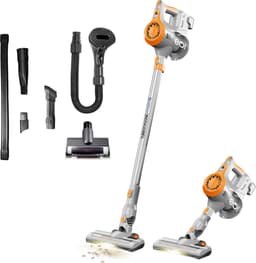 TurboTronic IQ8 steelstofzuiger draadloos - Zonder zak op accu - met kruimeldief en accessoires - Zilver/Oranje — thumbnail 1