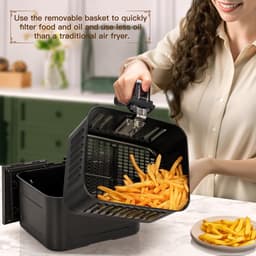 Airfryer - Luchtfriteuse - Ruime inhoud van 8 liter - Met led touch display - BPA vrij - XXL friteuse - 12 vooraf ingestelde programma's, - Voor 4tot 6 personen - 1700w - keuken - Zwart - — thumbnail 5