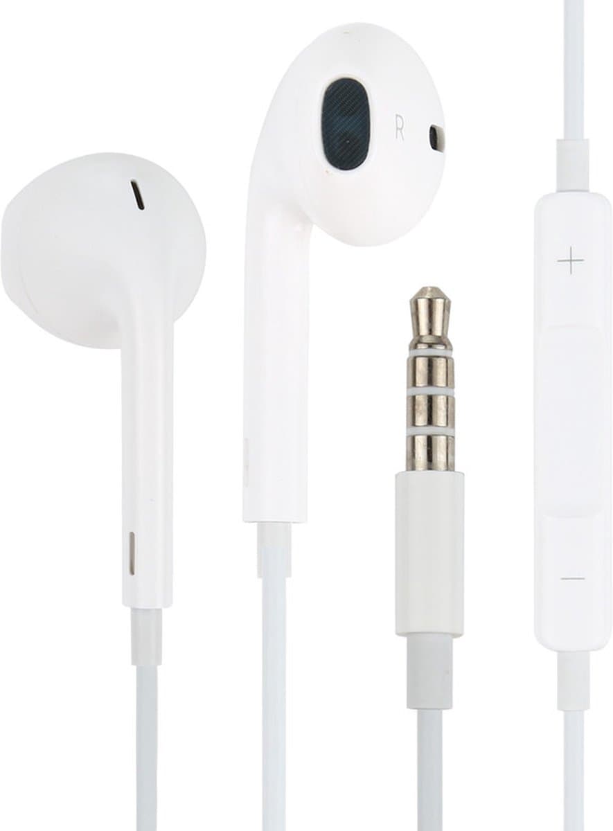 Provium - Oortjes met Draad - 3.5mm Jack AUX aansluiting - In-Ear Oordopjes met draad en microfoon - Headset - wit — afbeelding 1